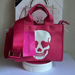 Betsey Johnson Pink Skull Tote Bag